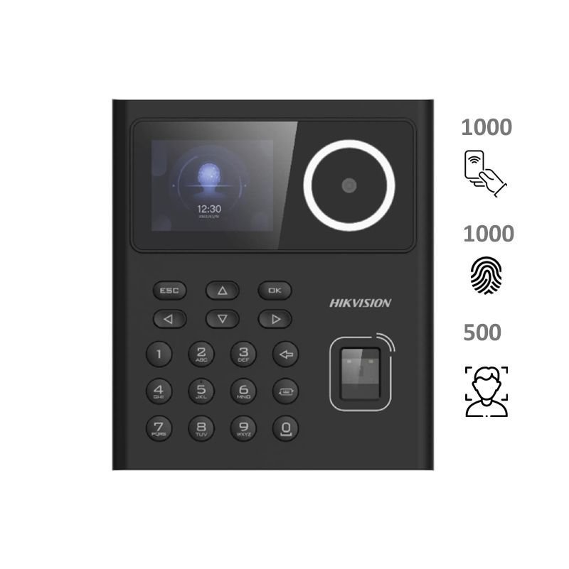 HIKVISION_DS-K1T320EFX HIKVISION DS-K1T320EFX Terminal Facial Min Moe / Acceso y Asistencia / Lector PROX EM / 500 rostros / Detección de Cubrebocas / Reconocimiento a 1.5 mts de distancia - Imagen 1