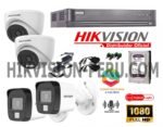 Kit de 4 Cámaras Full Hd con Audio con Luz híbrida inteligente Hikvision 7204_kit4_audio
