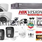 Kit de 4 Cámaras Full Hd con Audio con Luz híbrida inteligente Hikvision 7204_kit4_audio