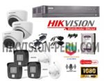 Kit de 6 Cámaras Full Hd con Audio con Luz híbrida inteligente  Hikvision 7208_kit6_audio