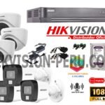 Kit de 6 Cámaras Full Hd con Audio con Luz híbrida inteligente  Hikvision 7208_kit6_audio