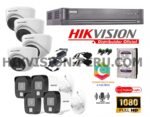 Kit de 8 Cámaras Full Hd con Audio con Luz híbrida inteligente  Hikvision 7208_kit8_audio