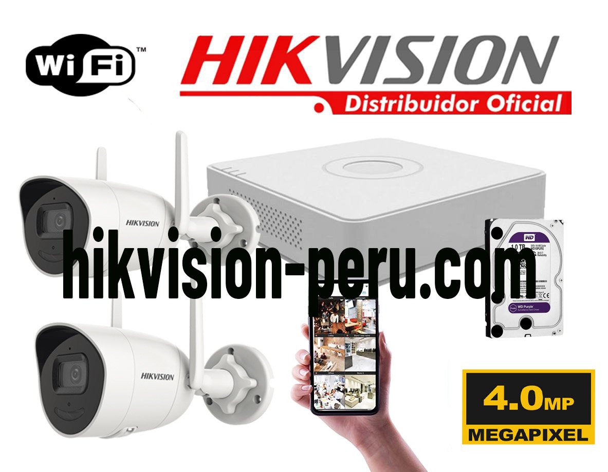 KIT2_IP_WIFI_TUBO Kit 2 Cámaras IP WIFI Exterior Hikvision 4 Megapixeles con Audio y Bocina - Imagen 1