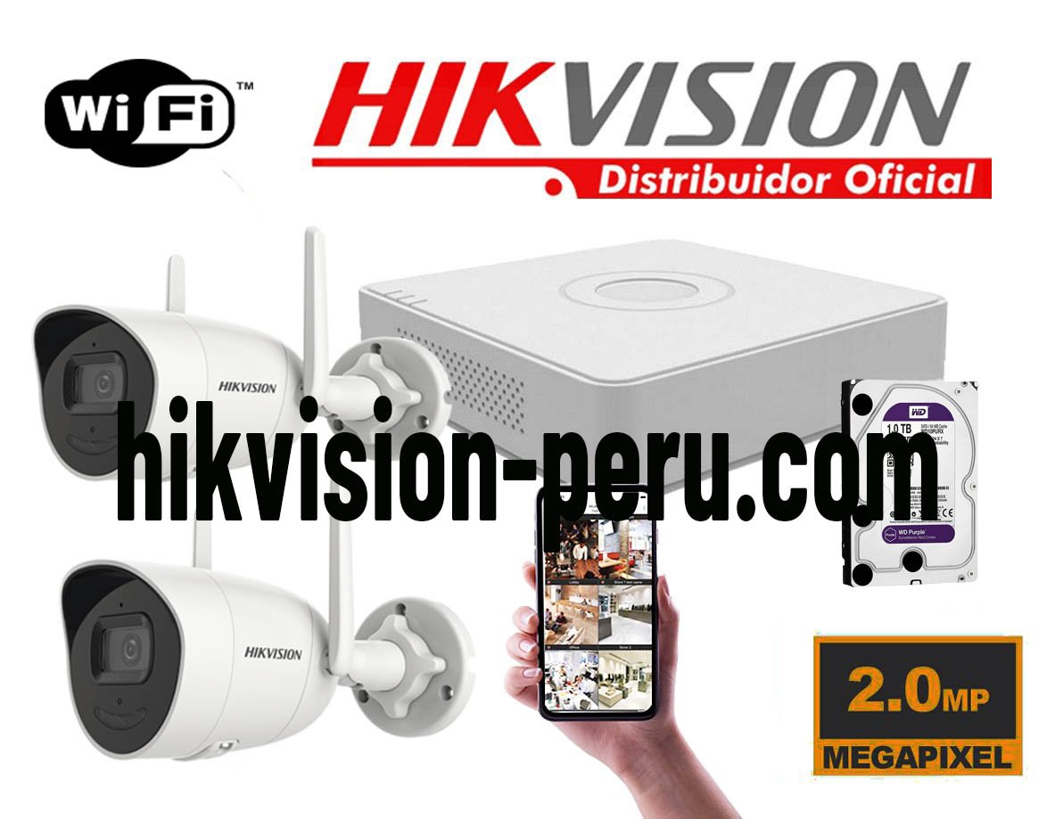 KIT2_IP_WIFI_TUBO_2MP Kit 2 Cámaras IP WIFI Exterior Hikvision 2 Megapixeles con Audio y Bocina - Imagen 1
